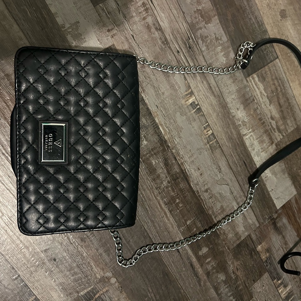 Guess Black Quilted Chain Crossbody